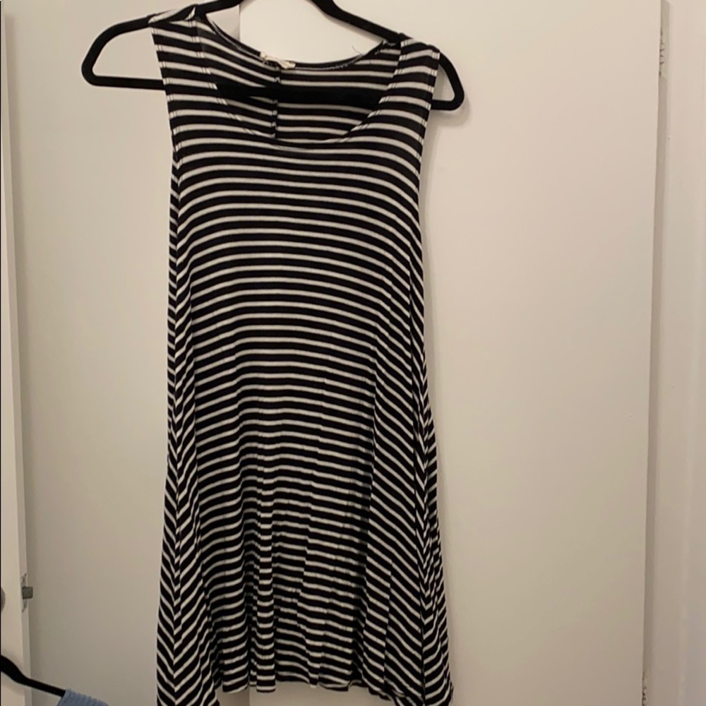 Black and white striped mini dress